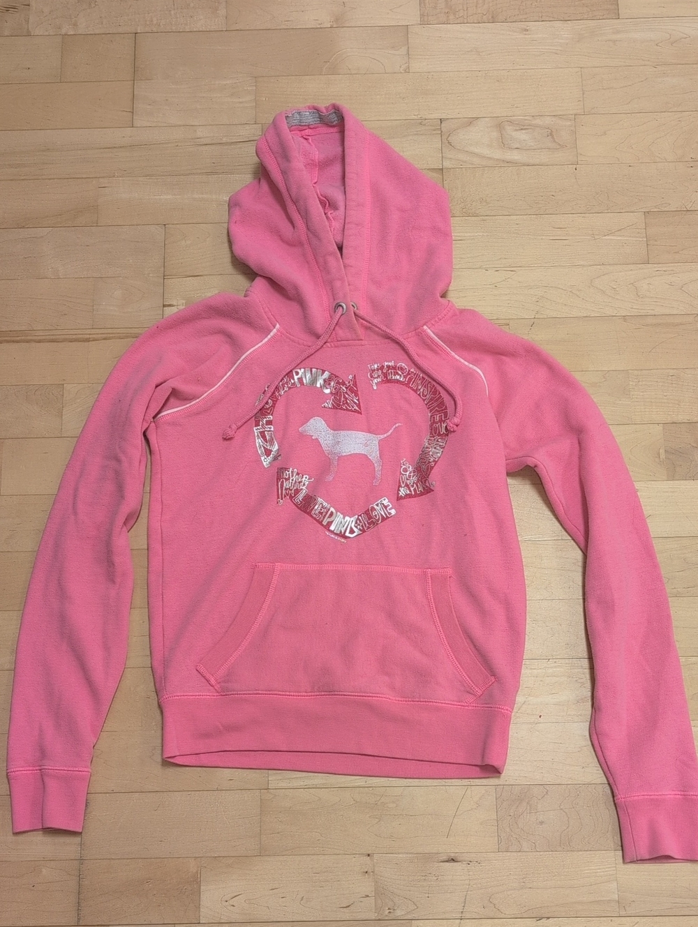 Pink Victoria Secret Graphic Pullover Hoodie Size XS